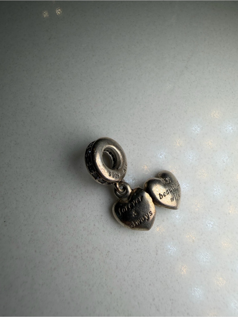 Pandora Silver Double Heart Dangle Charm
